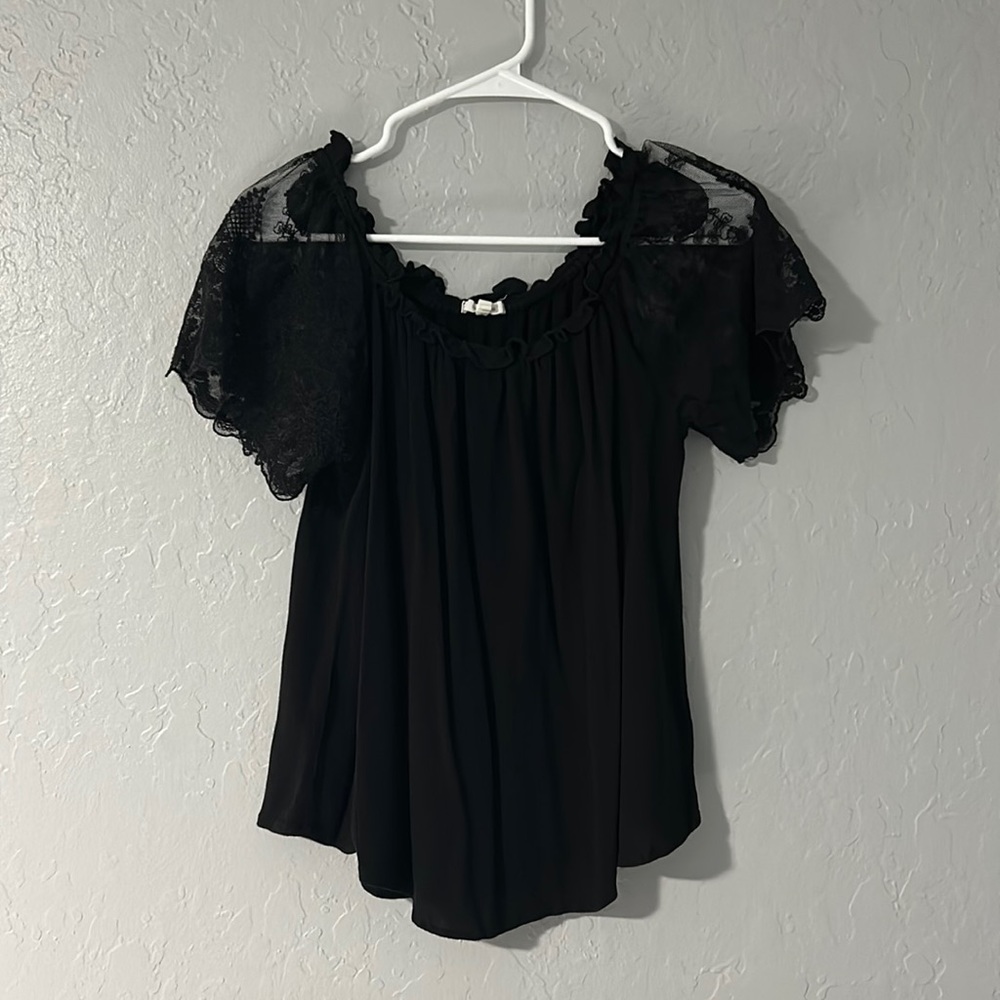 Maurice’s Crinkle Gauze Lace Blouse